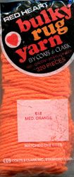 #618 Medium Orange - Bulky Rug Yarn by Red Heart, Latch Hook Yarn, 320 pieces