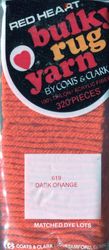 #619 Dark Orange - Bulky Rug Yarn by Red Heart, Latch Hook Yarn, 320 pieces