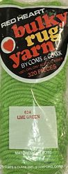 #624 Lime Green - Bulky Rug Yarn by Red Heart, Latch Hook Yarn, 320 pieces