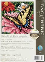 Butterfly On Zinnia Stitched On Floss, needlepoint kit, 5x5" (Dimensions)