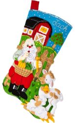 Bucilla: Harvest Time Santa, felt applique Christmas stocking kit<br><font color=red>New for 2024</font>