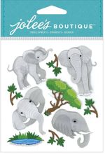Elephants, animal 3D scrapbook stickers (Jolee's Boutique)
