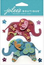 Stitched Elephants, animals 3D scrapbook stickers (Jolee's Boutique)