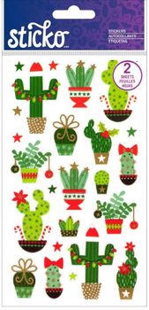 Christmas Cacti, TWO STICKER SHEETS, scrapbook stickers (Sticko)
