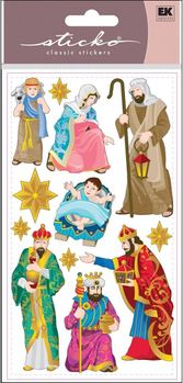 Nativity, Christmas, 4" x 7" scrapbook stickers (Sticko)<br><font color=red>25% off</font>