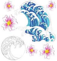 Hibiscus and Waves, 3-D scrapbook stickers (Jolee's Boutique)<br><font color=red>50% off</font>