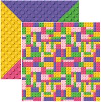 Lego like, Multi-color Girl Building Blocks, double-sided, scrapbook paper (Stamping Station)