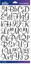 Alphabet, Black Glitter Script, scrapbook stickers (Sticko)<br><font color=red>50% off</font>
