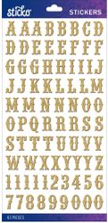 Alphabet, Gold Glitter Carnival, scrapbook stickers (Sticko)<br><font color=red>50% off</font>
