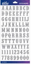 Alphabet, Silver Glitter Carnival, scrapbook stickers (Sticko)<br><font color=red>50% off</font>