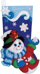 Design Works: Snowflake Snowman, Christmas stocking felt applique kit<br><font color=red>New for 2025</font>