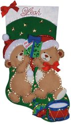 Design Works: Teddy Bear Fun, Christmas stocking felt applique kit<br><font color=red>New for 2025</font>