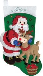 Design Works: Apples for Rudolf, Christmas stocking felt applique kit<br><font color=red>New for 2025</font>