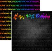Neon Birthday Collection, Happy 40th Birthday, double sided scrapbook paper (Scrapbook Customs)