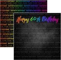 Neon Birthday Collection, Happy 60th Birthday, double sided scrapbook paper (Scrapbook Customs)