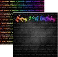Neon Birthday Collection, Happy 90th Birthday, double sided scrapbook paper (Scrapbook Customs)
