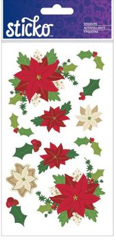 Glitter Poinsettias, 3D scrapbook stickers (Sticko)<br><font color=red>50% off</font>
