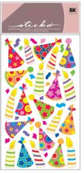 Hats & Candles, birthday scrapbook stickers (Sticko)<br><font color=red>50% off</font>