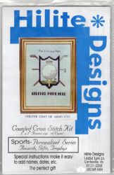 Golfer Coat of Arms, personalized cross stitch kit (Hilite Designs)