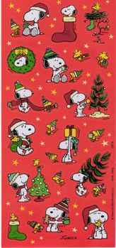 Peanuts, Christmas, 3" x 6.5" scrapbook stickers
