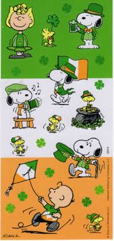 Peanuts, ,St Patrick's Day 3" x 6.5" scrapbook stickers
