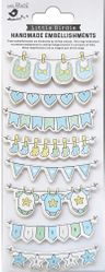 Baby Socks & Bibs, blue, 3D Scrapbook stickers, 8/pk (Little Birdie)