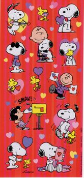 Peanuts, Valentine's Day, 3" x 6.5" scrapbook stickers