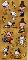 Peanuts, Thanksgiving, 3" x 6.5" scrapbook stickers