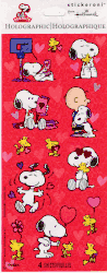 Peanuts, Valentine's Day, Holographic, 3" x 6.5" scrapbook stickers