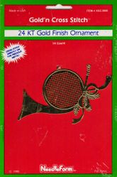 Gold'n Cross Stitch Ornament, French Horn (Needleform)