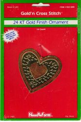 Gold'n Cross Stitch Ornament, Heart (Needleform)