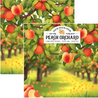 Locally Grown - Peach Orchard, food & farm, double-sided scrapbook paper (Scrapbook Customs)