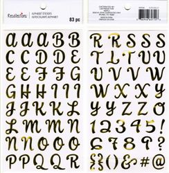 Alphabet, Gold foil, scrapbook stickers 4x7" (Recollections)