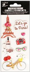 Let's Go to Paris, travel, 3D Scrapbook stickers, 7/pk (Little Birdie)<br><font color=red>25% off</font>