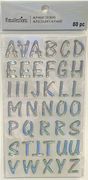 Alphabet, Silver puffy, scrapbook stickers 4x7" (Recollections)