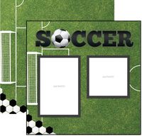 Soccer, Quick Page, left side, sports double-sided scrapbook paper (Scrapbook Customs)