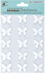 Pearl Butterfly, White, 3D Scrapbook stickers, 15/pk (Little Birdie)