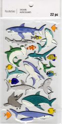 Sharks, 3D scrapbook stickers 4x7" (Recollections)