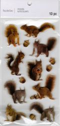 Squirrels, 3D scrapbook stickers 4x7" (Recollections)
