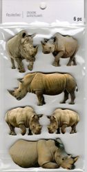 Rhinoceros, 3D scrapbook stickers 4x7" (Recollections)