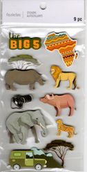 Jungle Animals, The Big 5, 3D scrapbook stickers 4x7" (Recollections)