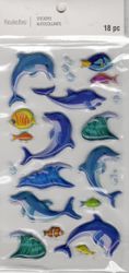 Dolphins, 3D scrapbook stickers 4x7" (Recollections)