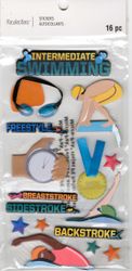 Swimming, 3D scrapbook stickers 4x7" (Recollections)