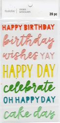 Happy Birthday Words, 3D scrapbook stickers 4x7" (Recollections)