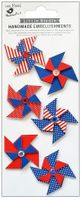 Old Glory Pinwheels, 3D Scrapbook stickers, 6/pk (Little Birdie)