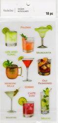 Cocktails, 3D scrapbook stickers 4x7" (Recollections)