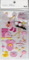 Stork, Hello Baby Girl, 3D scrapbook stickers 4x7" (Recollections)