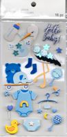 Stork, Hello Baby Boy, 3D scrapbook stickers 4x7" (Recollections)