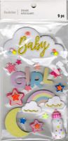 Baby Girl & cloud, 3D scrapbook stickers 4x7" (Recollections) 
