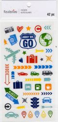 Travel Icons, scrapbook stickers 4x7" (Recollections)